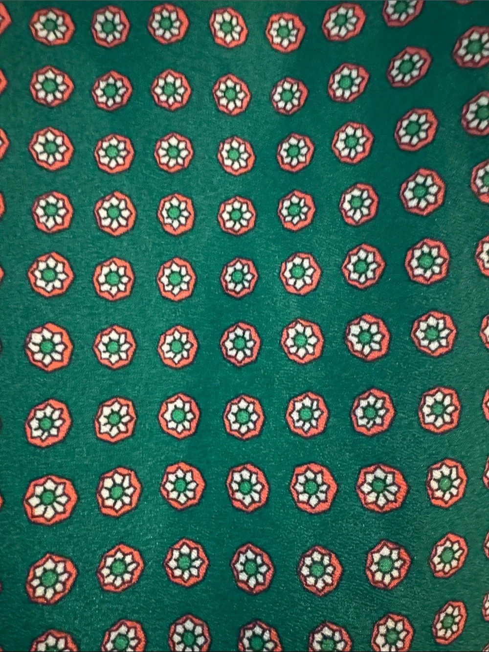 J. Crew Teal Green Printed Short Sleeve Shift Dress with Red Accent